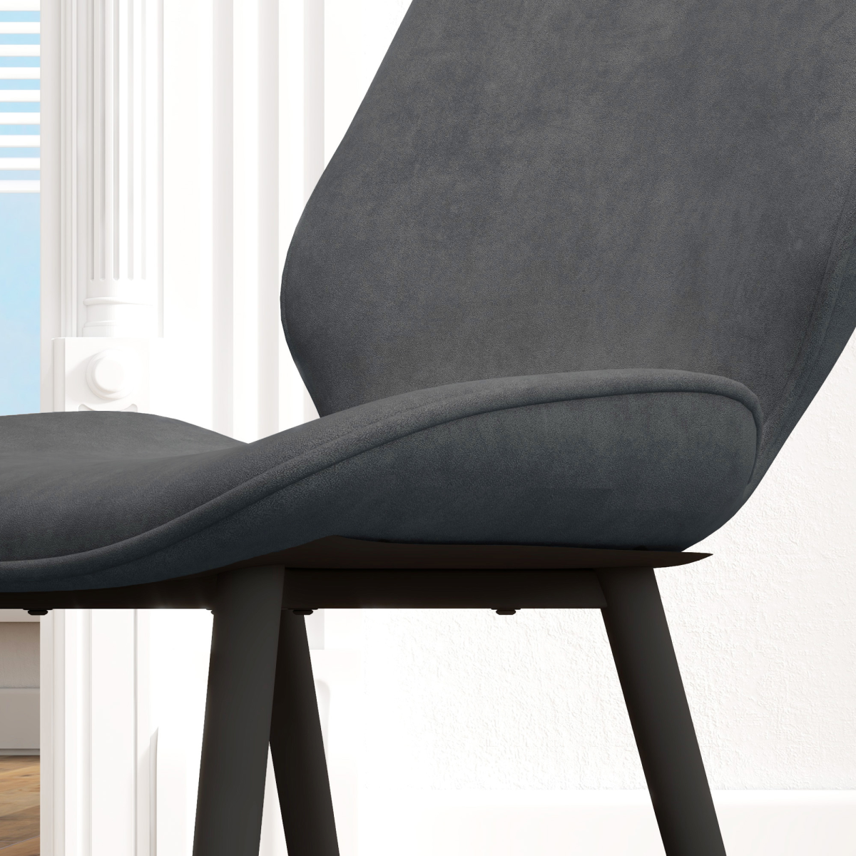 HOMCOM Upholstered Dining Chairs, Set of 2 with Padded Seats & Metal Legs – Armless Kitchen Chairs, Grey