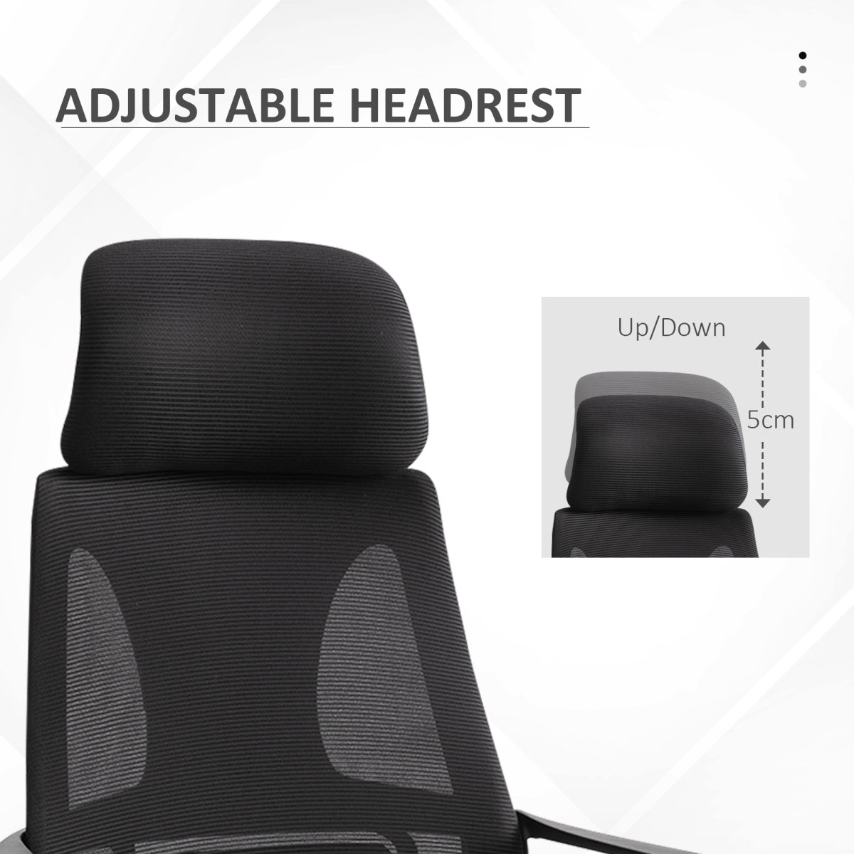 Mesh Back Office Chair with Adjustable Padded Headrest, Wide Seat & 360° Swivel – Home Office Chair, Black
