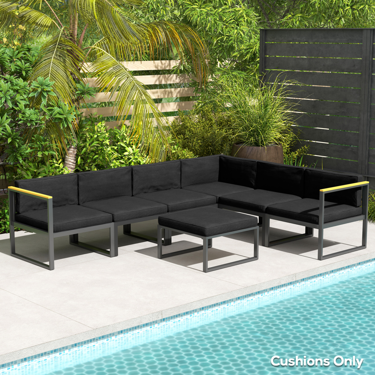 Outsunny 14-Piece Replacement Seat & Back Cushion Set for Garden Rattan Furniture, Polyester, Black, 65x65x8cm