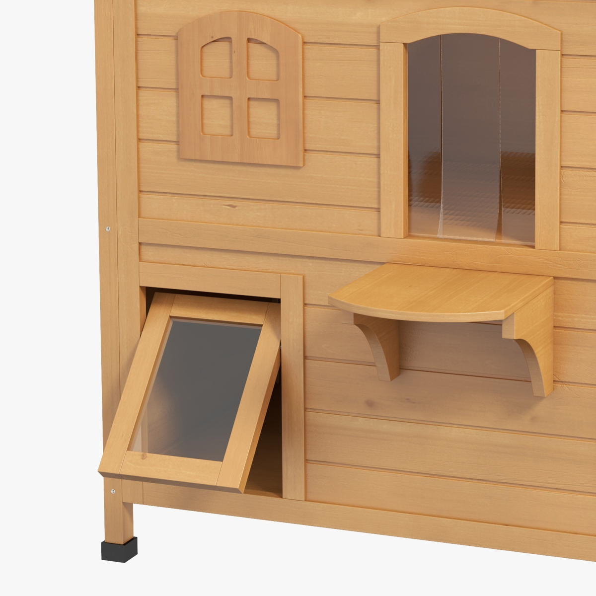 PawHut Wooden Two-Floor Cat House for Outdoor Use with Openable Roof – Natural Fir Wood Cat Shelter