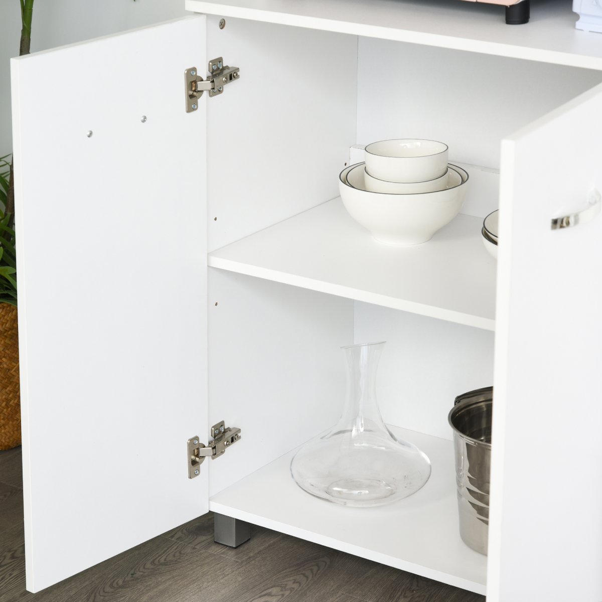 Freestanding Kitchen Storage Cabinet with Cupboards, Drawers & Open Shelf – Versatile Kitchen Unit, White