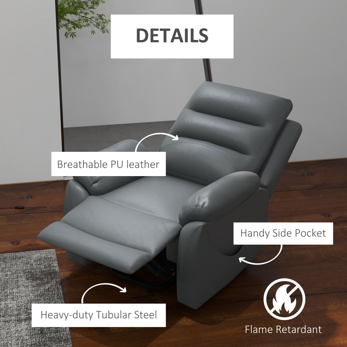 HOMCOM Power Lift Recliner Armchair with Electric Recline & Handset – Riser Chair, Grey