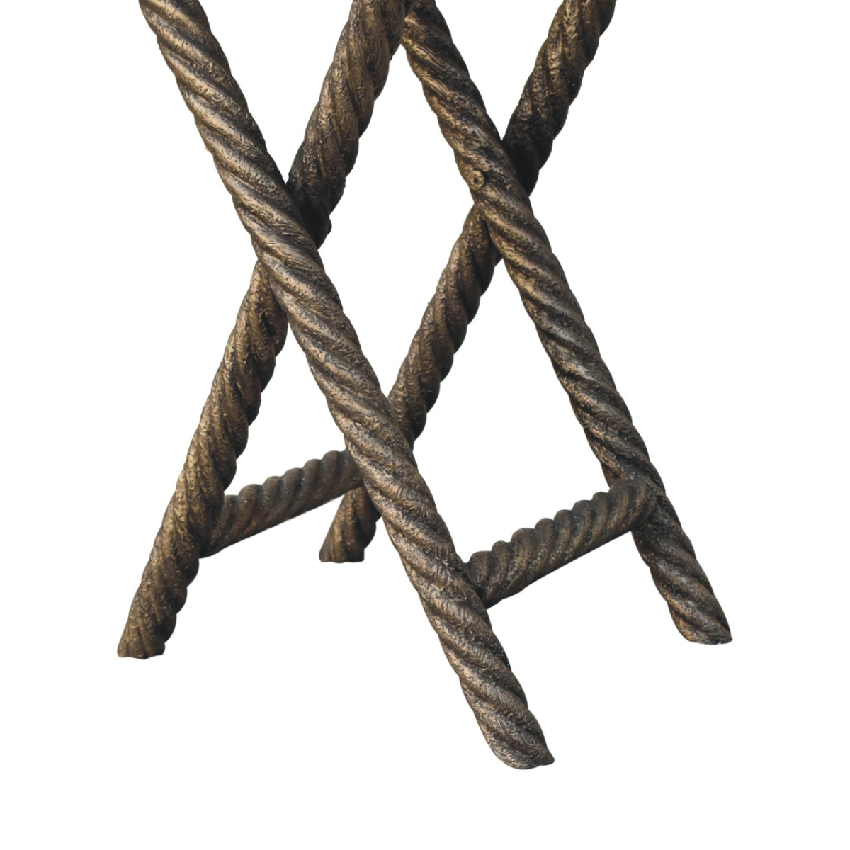 Artisan Furniture Metallic Rope Side Table – Solid Mango Wood, Rope-Design Legs for Living Room