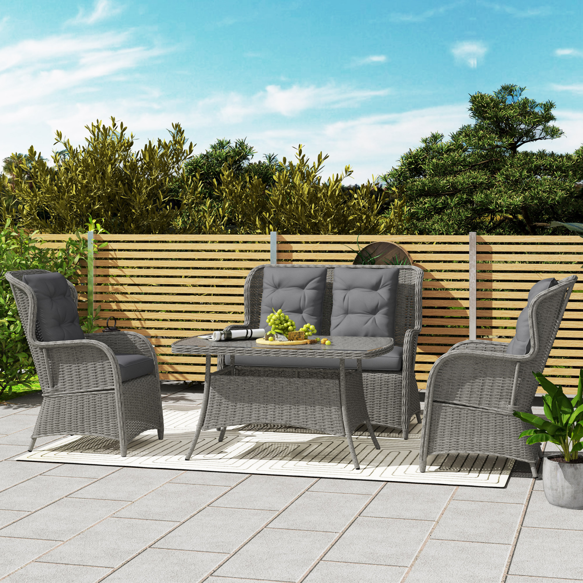 Outsunny rattan set arranged in a garden