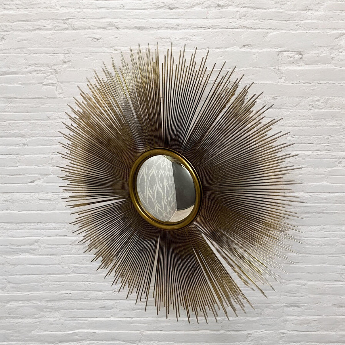 AcaciaHome 90cm Round Wall Mirror with Industrial Distressed Metal Frame – Decorative Vanity Mirror