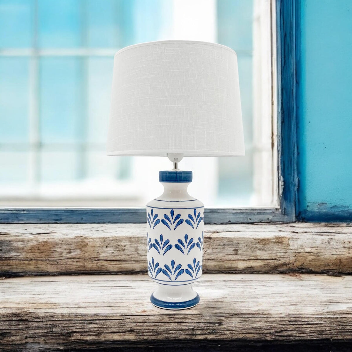 Oriental Floral Ceramic Table Lamp with Drum Shade – 37/50cm Bedside & Accent Lighting