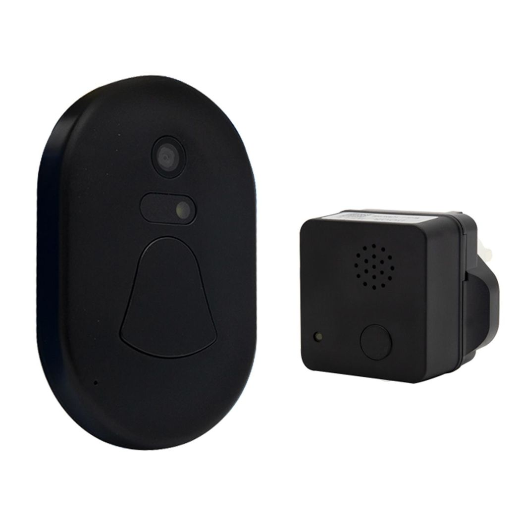 Aquarius Wireless WiFi Smart Video Doorbell with Night Vision & Two-Way Audio – Anti-Theft Alarm, Black