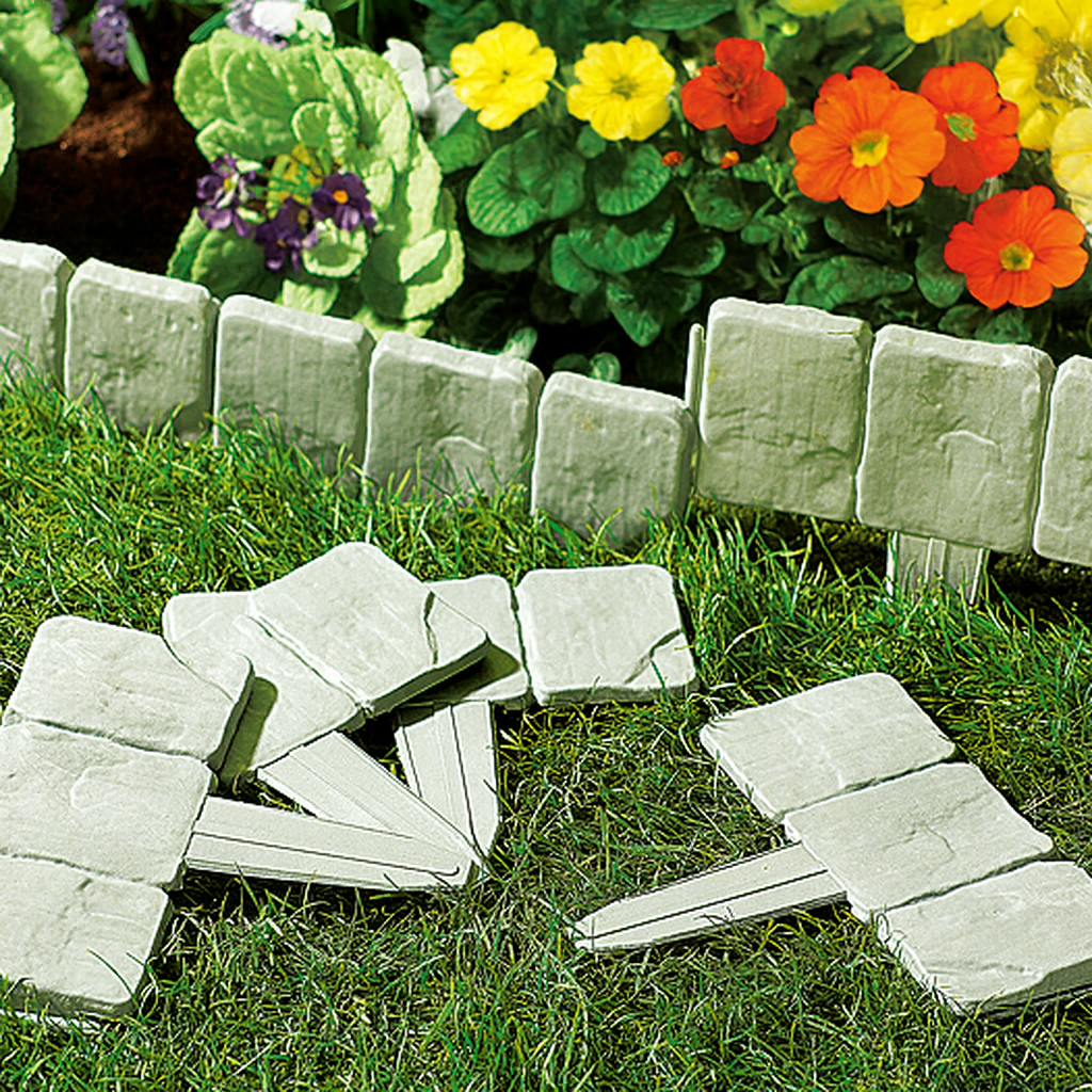 Avilo Cobble Edging, Set of 10 – Stone Cobble Effect Border for Gardens, Flower Beds and Paths
