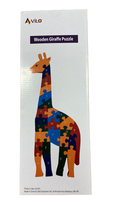 Avilo Colourful Wooden Giraffe Puzzle with Chunky Wood Pieces – Fun Animal Puzzle Toy
