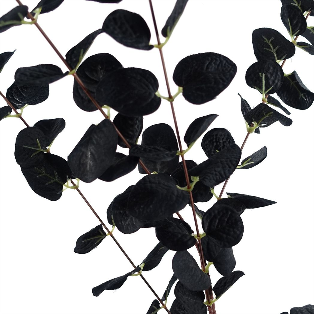 Leaf Design UK Pack of 6 Artificial Black Eucalyptus Foliage Stems – 80cm Silk Leaves, Shapable Wired Stem