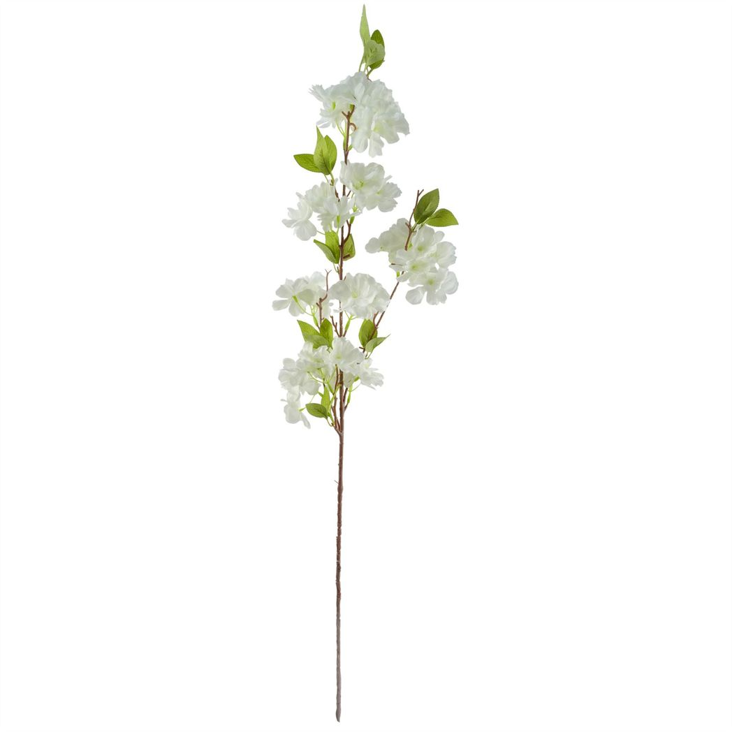 Leaf Design UK Pack of 6 Artificial Blossom Stems with Silk Flowers – 100cm Floral Decor, White