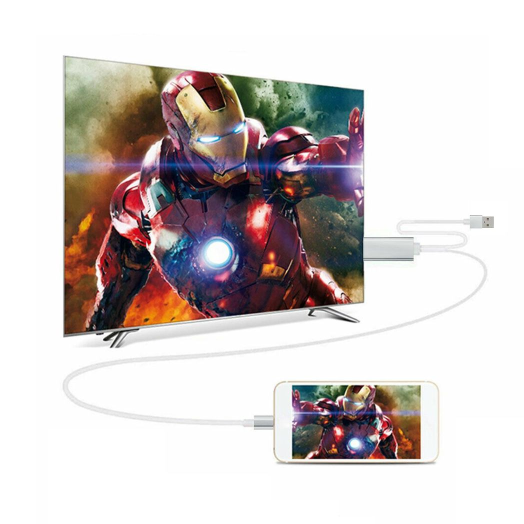 Aquarius Full HD HDMI Adapter Cable for 8-Pin Phones & Pads – 1080p Mirroring to TV or Projector, Silver