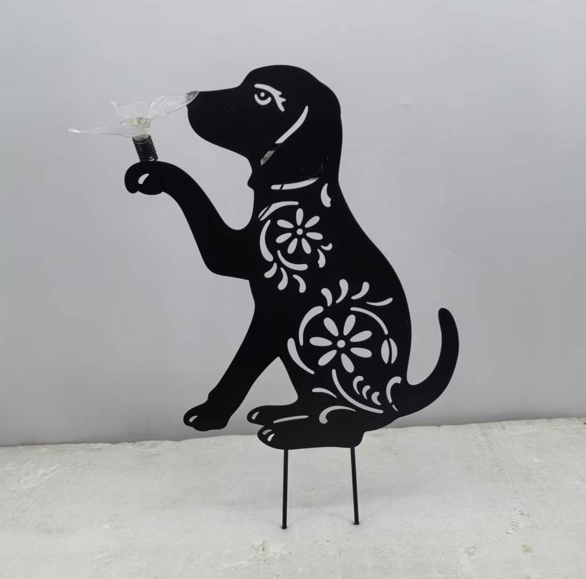 Dog Design Solar Stake Light – Steel Cut Garden Ornament for Dog Lovers