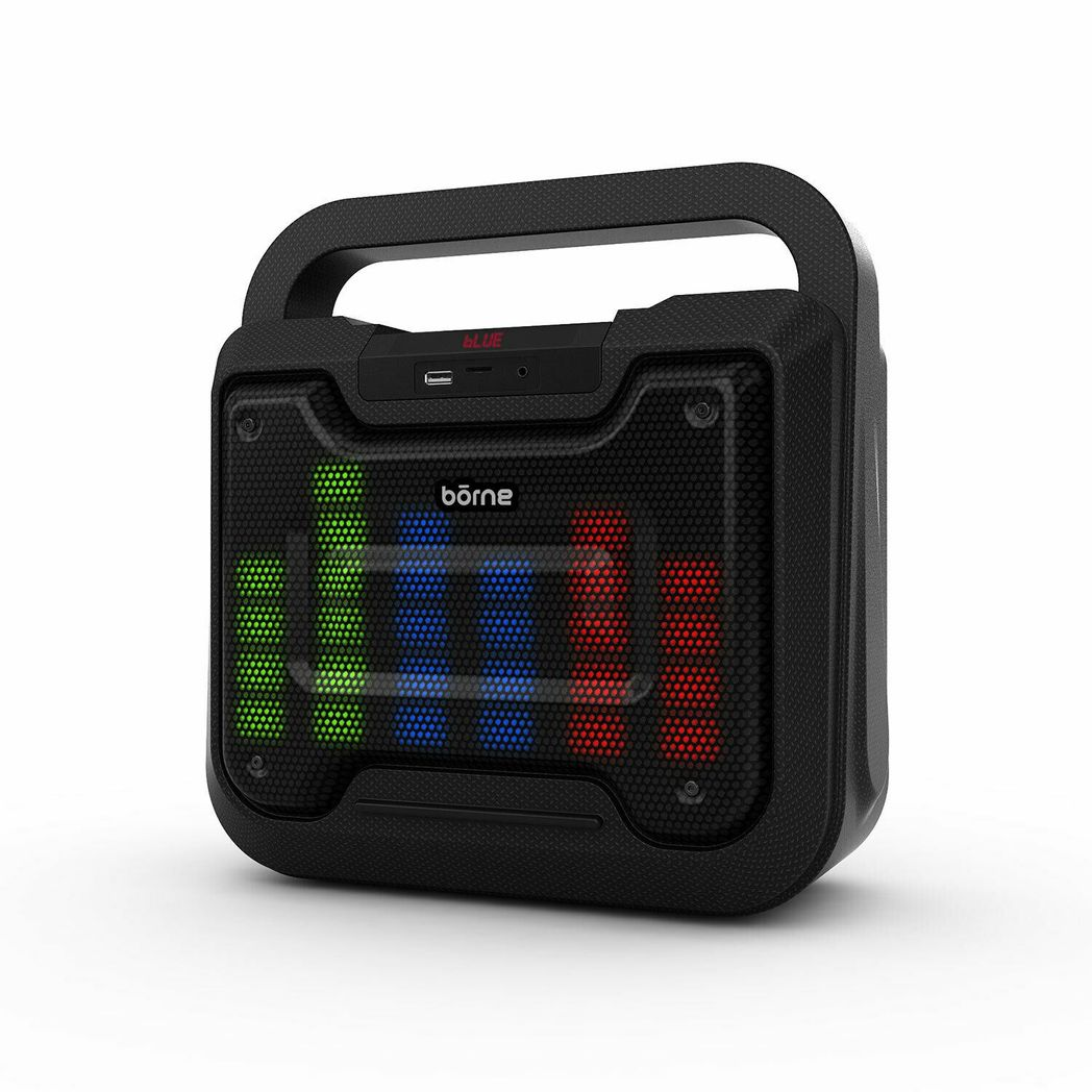 BORNE BTSPK48 Bluetooth Speaker with LED Lights, Karaoke Function, FM Radio, USB & MicroSD Inputs