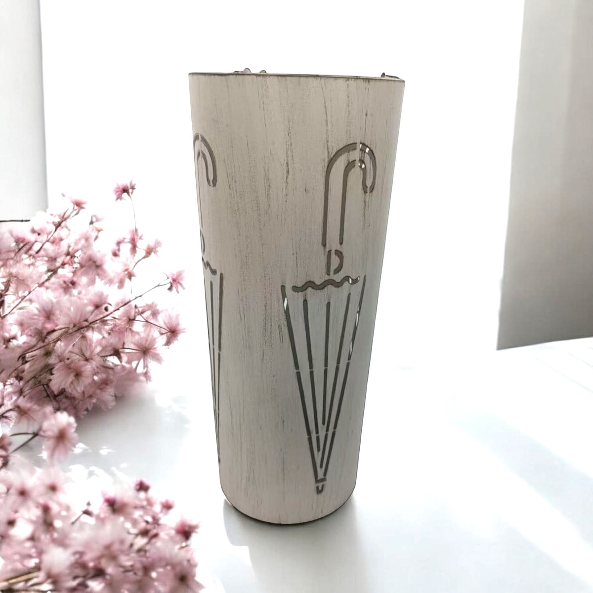 Cream Metal Umbrella Stand, 49cm – Sleek Umbrella Holder for Hallways, Entryways and Offices, Design Finish