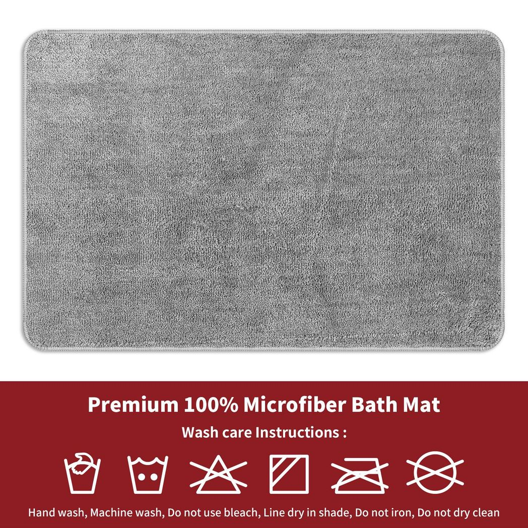 Vinsani Ultra Soft Microfibre Bath Mat 50x80 – Fluffy, Dense Pile Bathroom Mat, Light Grey