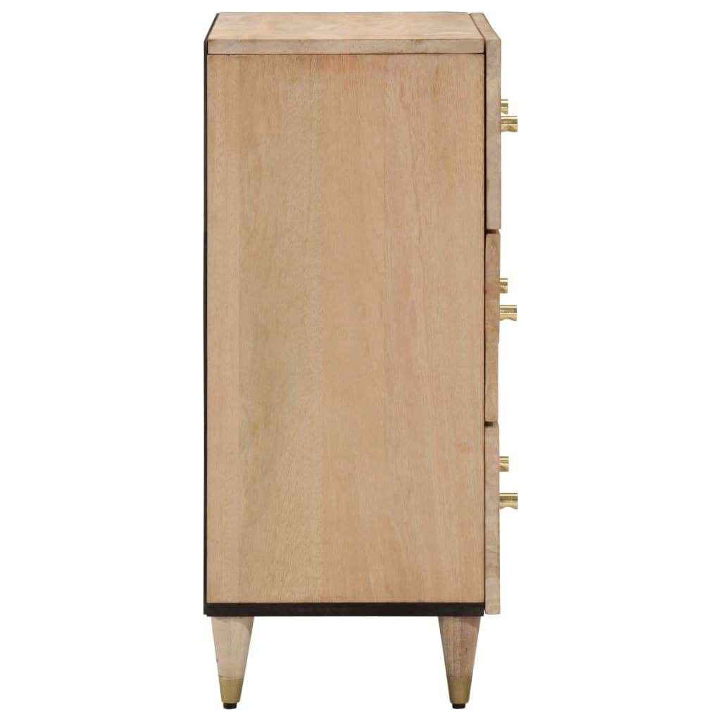 Solid Mango Wood Side Cabinets – Set of 2 Natural Grain Storage Cabinets, 60 x 33 x 75cm Each