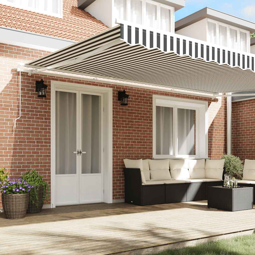 vidaXL Manual Retractable Patio Awning 500 x 300cm with Hand Crank – Aluminium Frame, Anthracite & White