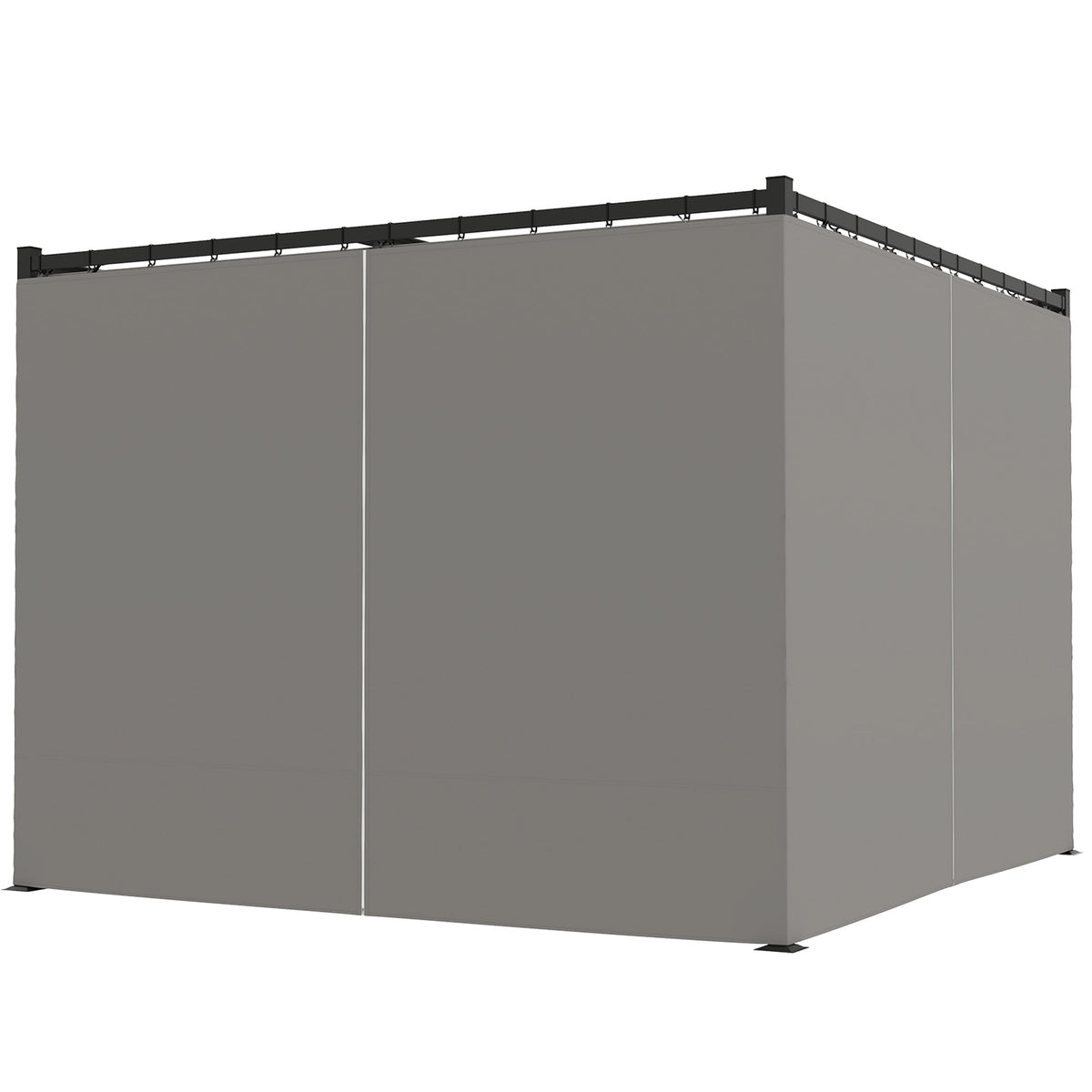 Outsunny 3x3m Retractable Pergola with PU Canopy & Privacy Curtains – Metal Frame Garden Shade, Light Grey