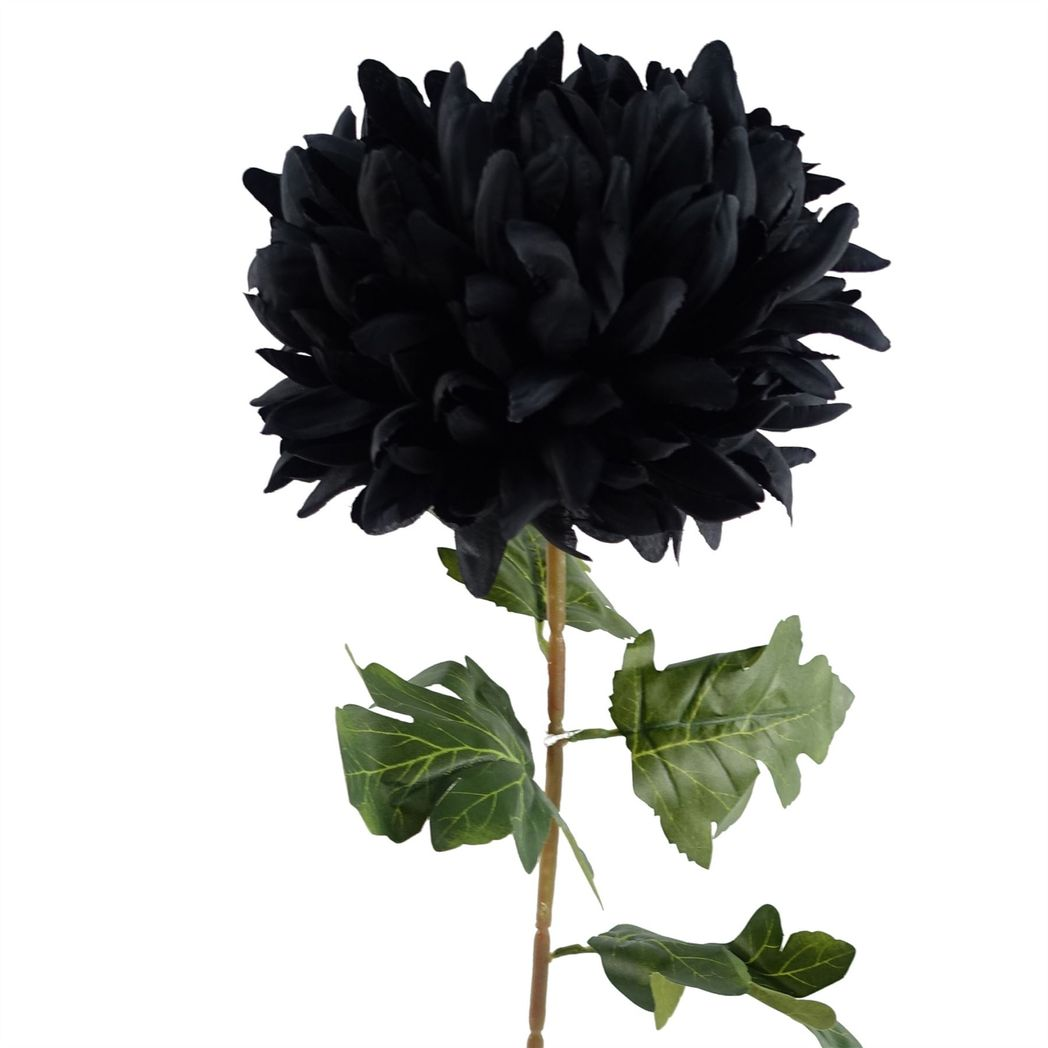 Leaf Design UK Pack of 6 Extra Large Reflex Chrysanthemum Artificial Stems – 75cm Silk Flowers, Black
