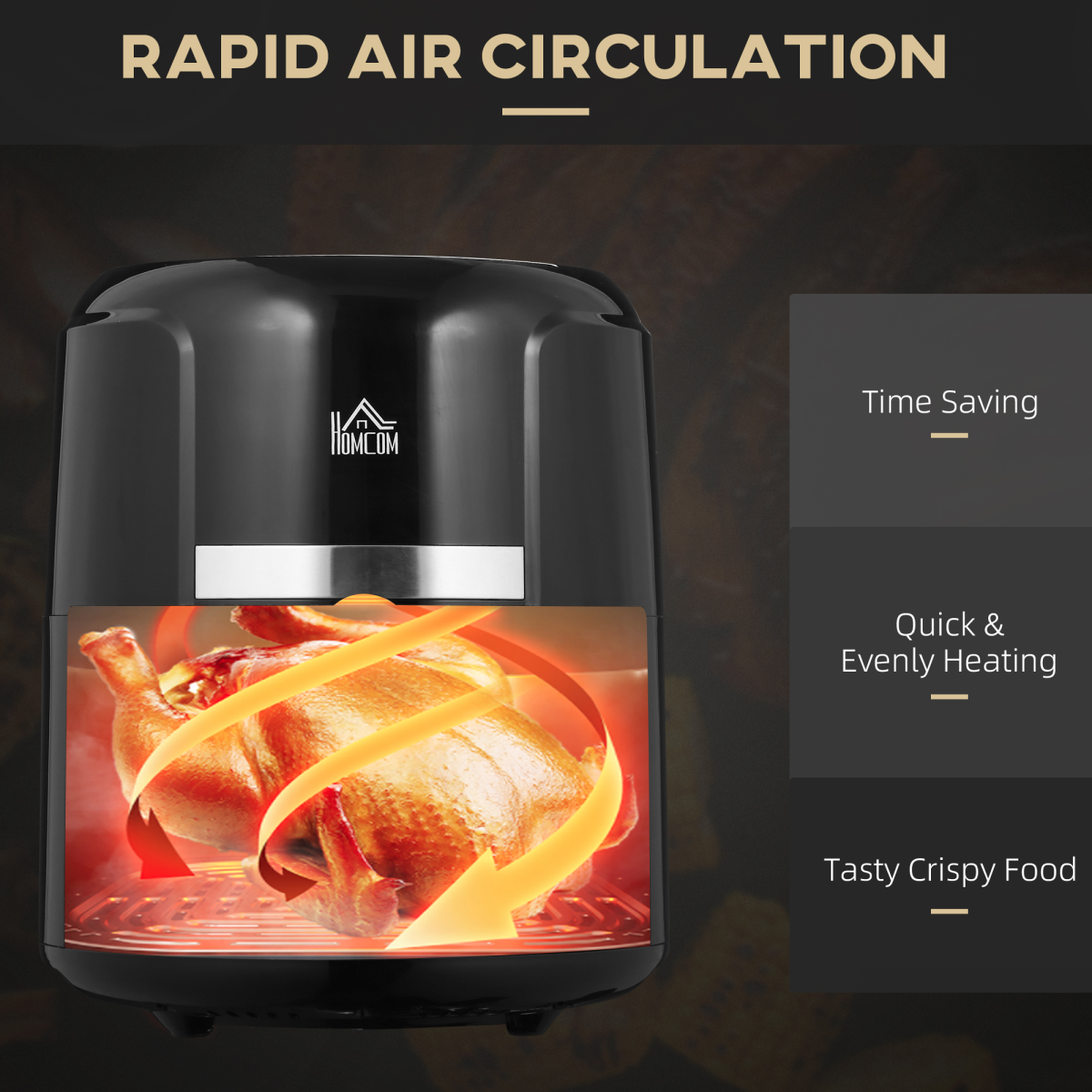 HOMCOM 1300W 4L Air Fryer with 12 Presets, Timer & Non-Stick Basket – Rapid Air Circulation Cooker