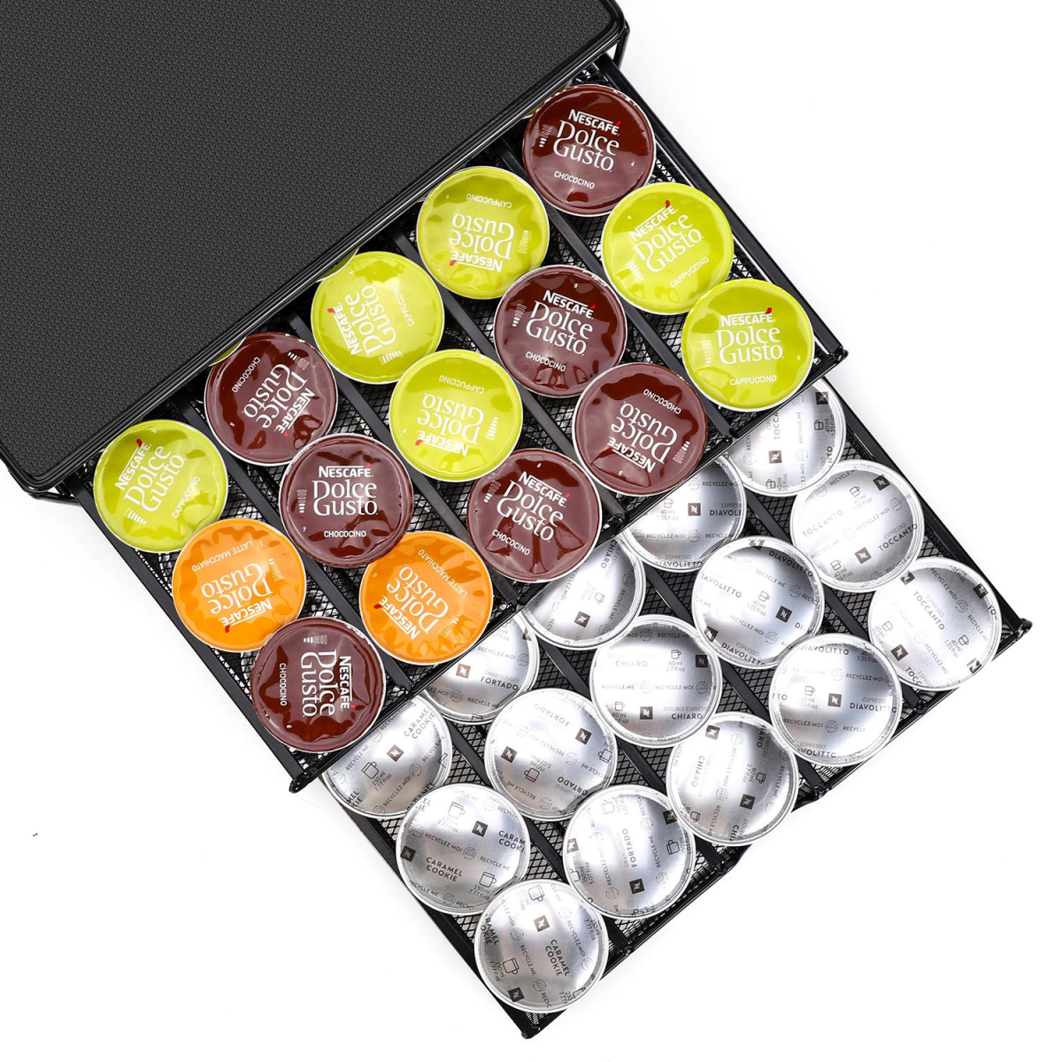 Vinsani Sliding Coffee Pod Storage Drawer for 80 Dolce Gusto Capsules – Countertop Capsule Organiser