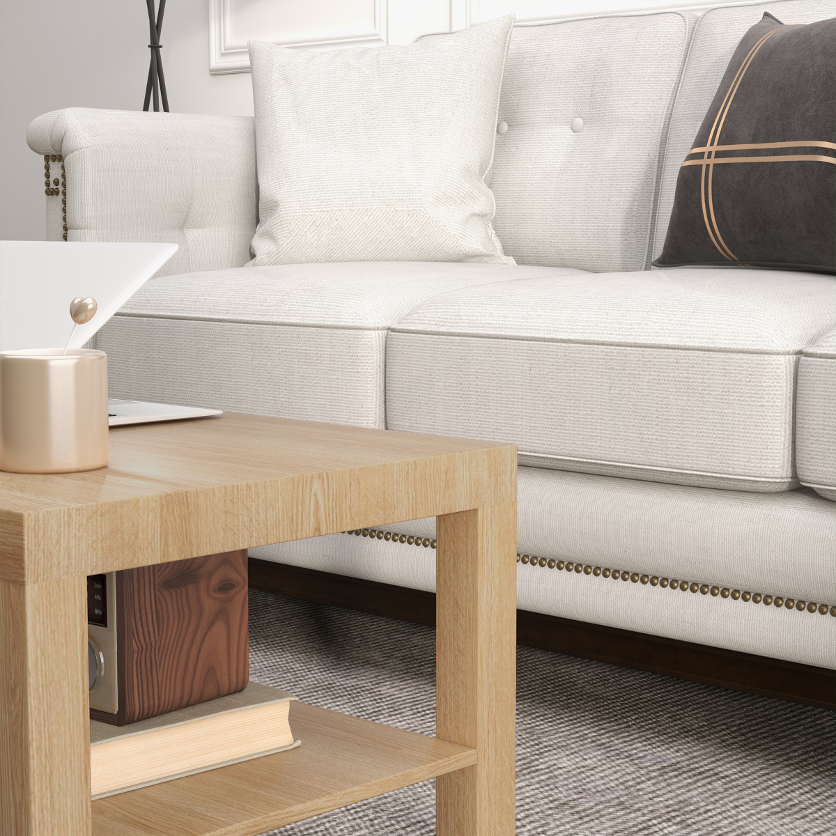 HOMCOM Rectangular Coffee Table with Open Storage Shelf – Wood-Effect Living Room Centre Table, Natural