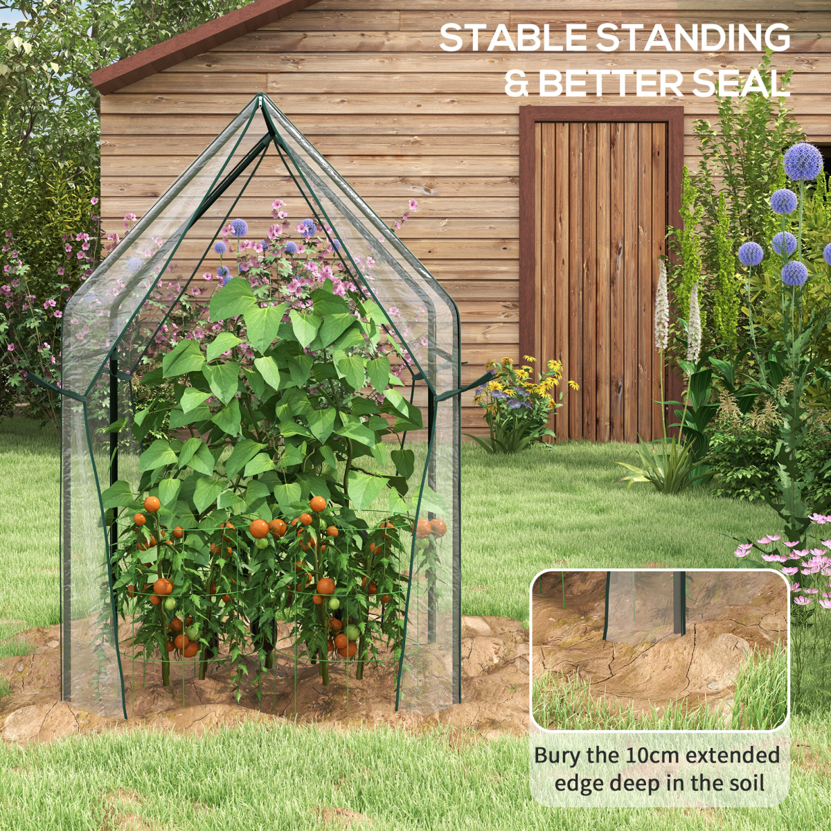 Outsunny Tomato Greenhouse with 2 Zipped Doors & UV-Resistant Clear Plastic Cover – Compact Grow House