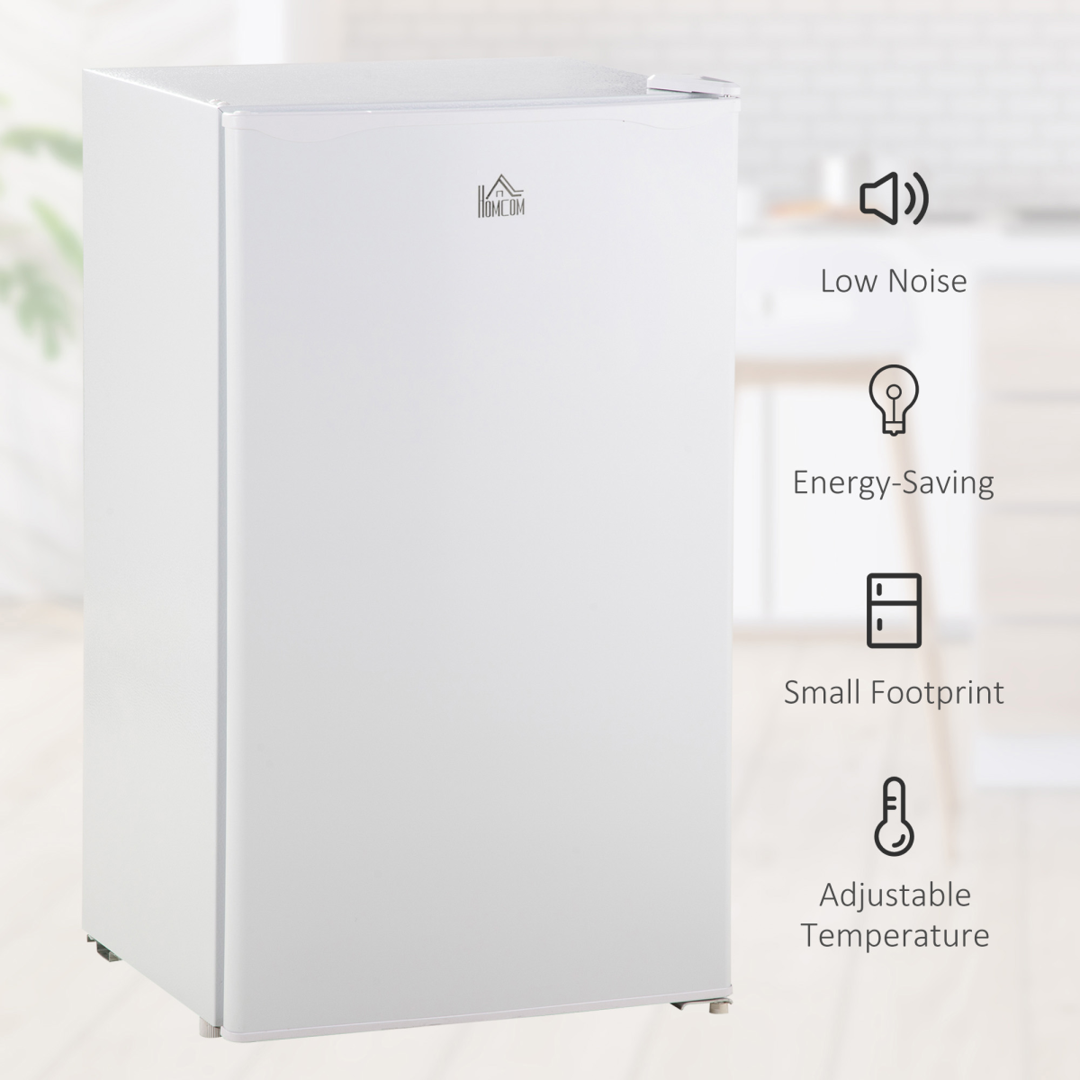 HOMCOM 91L Freestanding Under Counter Fridge with Chiller Box & Reversible Door – Kitchen, Office & Bar, White