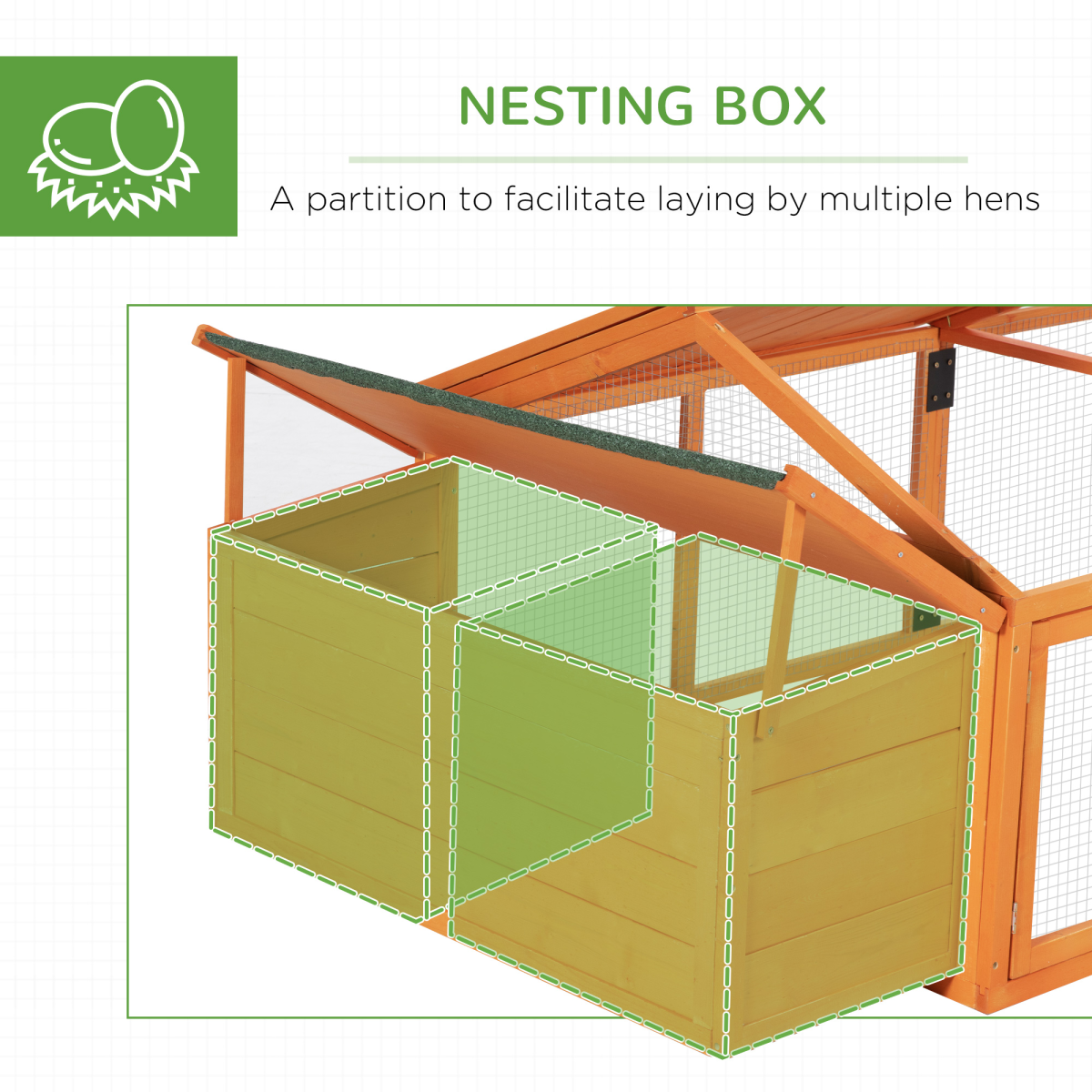 PawHut Wooden Chicken Run with Nesting Box & Openable Roof for 4-8 Chickens or Ducks – Poultry Run, Orange