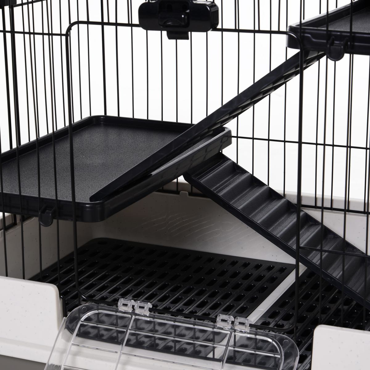 PawHut Three-Tier Small Animal Cage with Ramps & Wheels – Pet Play House for Rabbits, Ferrets & Chinchillas