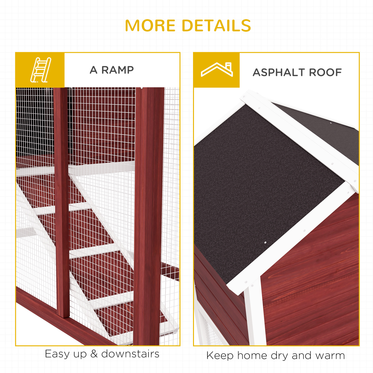 Pawhut 122cm Wooden Rabbit Hutch with Ramp and Slide-Out Tray – Fir Wood Small Animal House