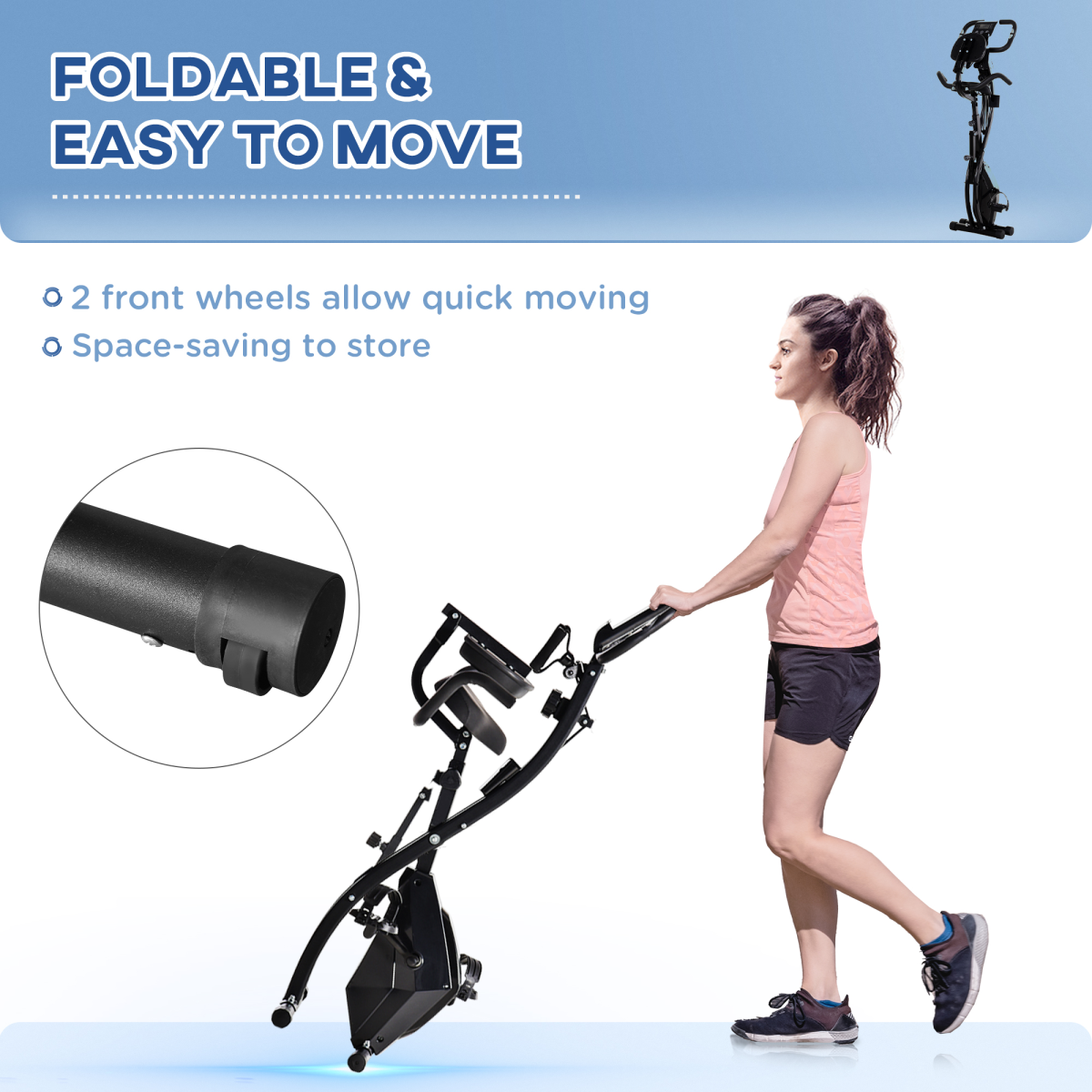 HOMCOM 2-in-1 Folding Exercise Bike with 8 Resistance Levels, LCD Monitor & Pulse Sensor – Upright, Recumbent, Black