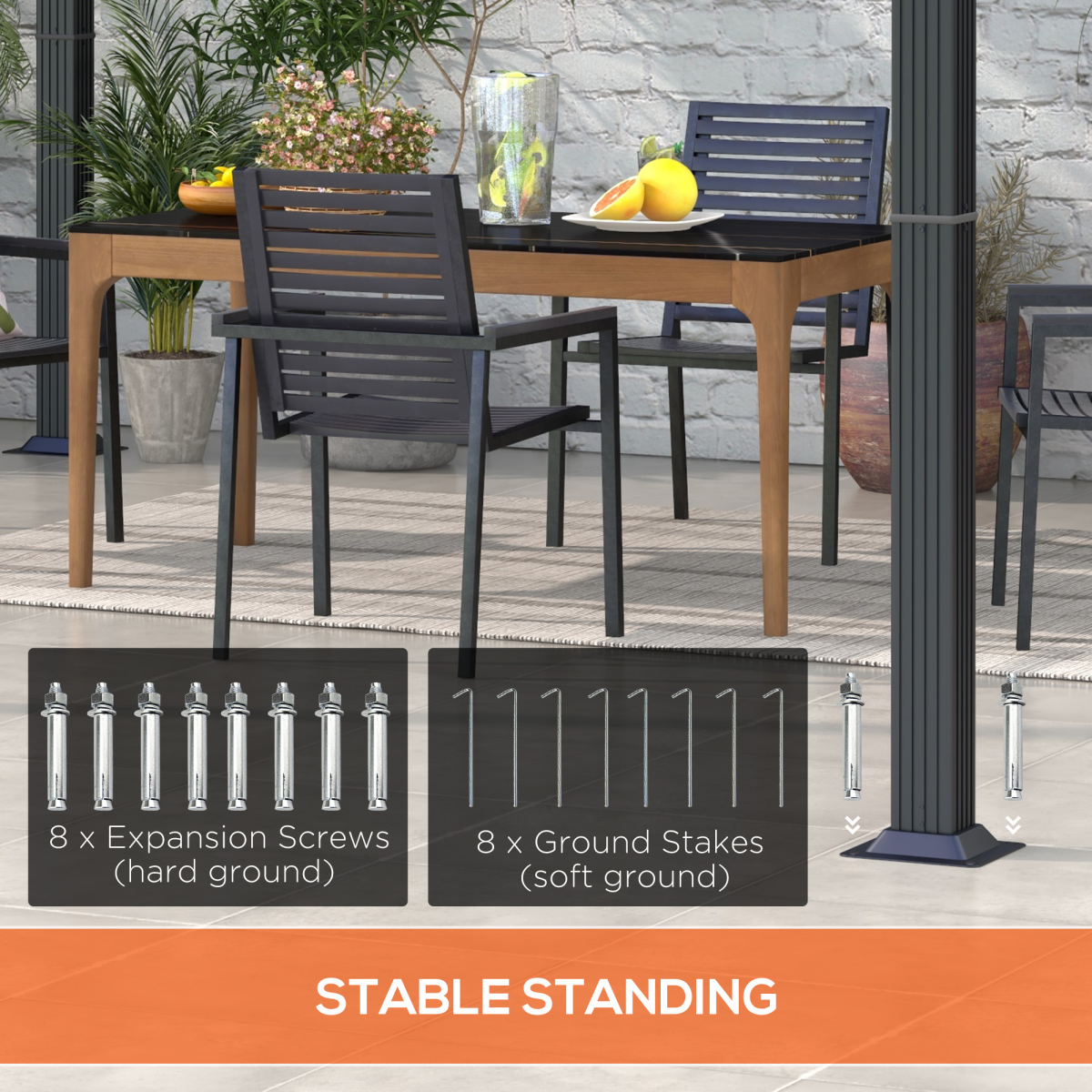 Outsunny 3x4m Aluminium Pergola with Retractable Polyester Canopy – Rust-Resistant Garden Shelter, Dark Grey