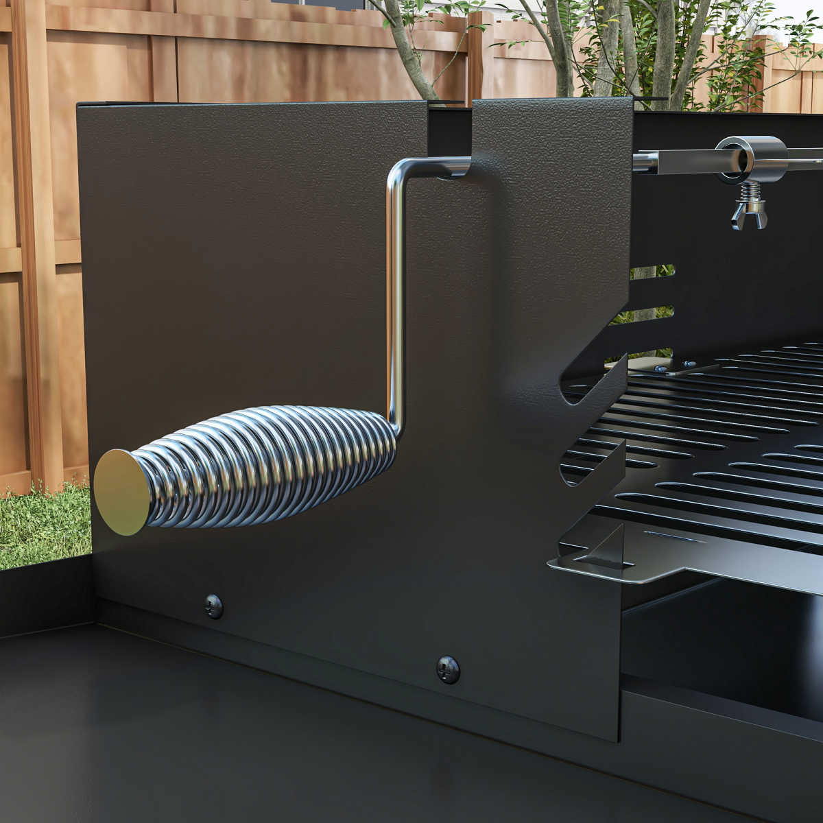 Outsunny Charcoal Rotisserie Spit Roaster with 3-Tier Grill Grate and Foldable Shelves – Stainless Steel BBQ