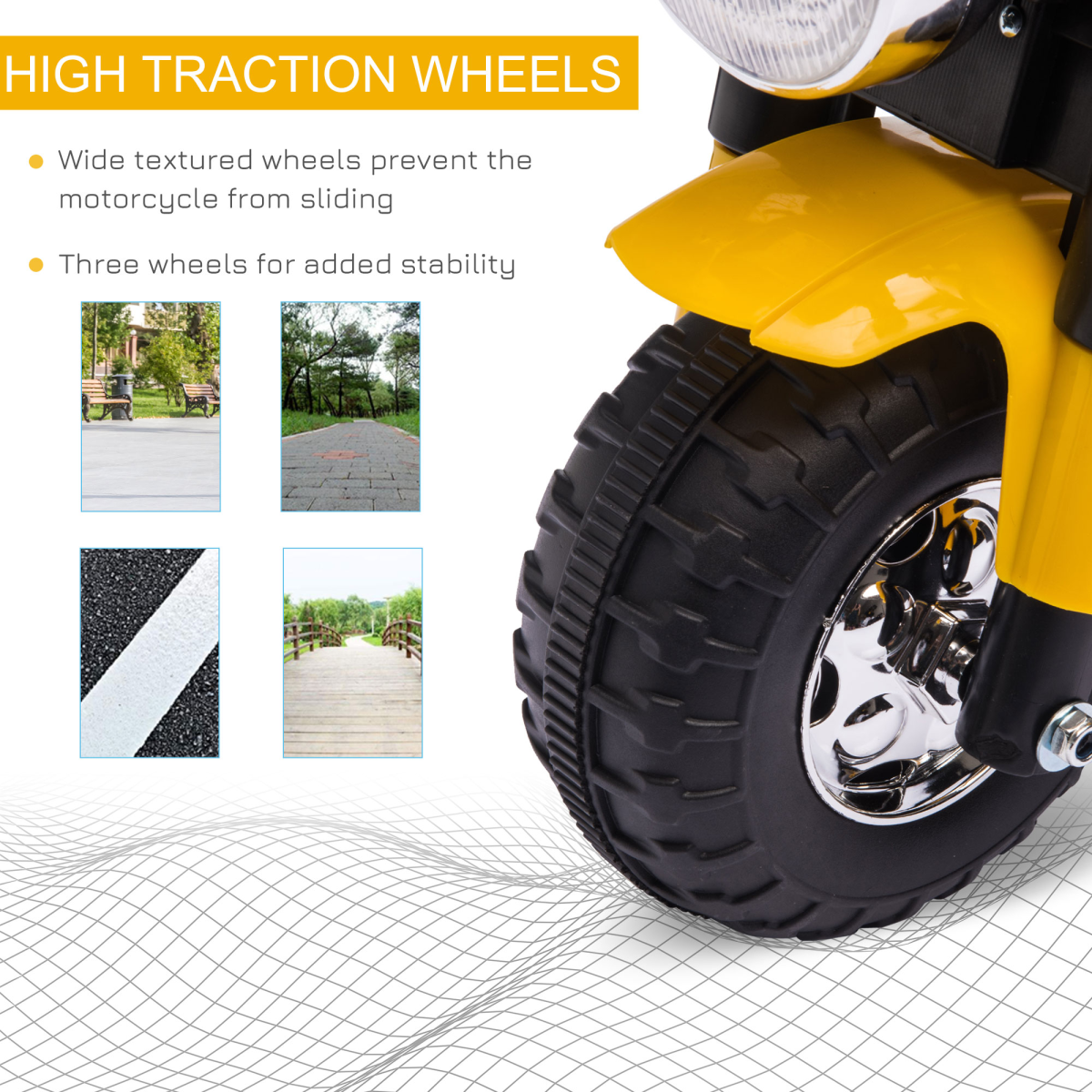 HOMCOM 6V Kids Electric Motorcycle Ride-On with Headlights & Horn – Battery Toy for 18-36 Months, Yellow