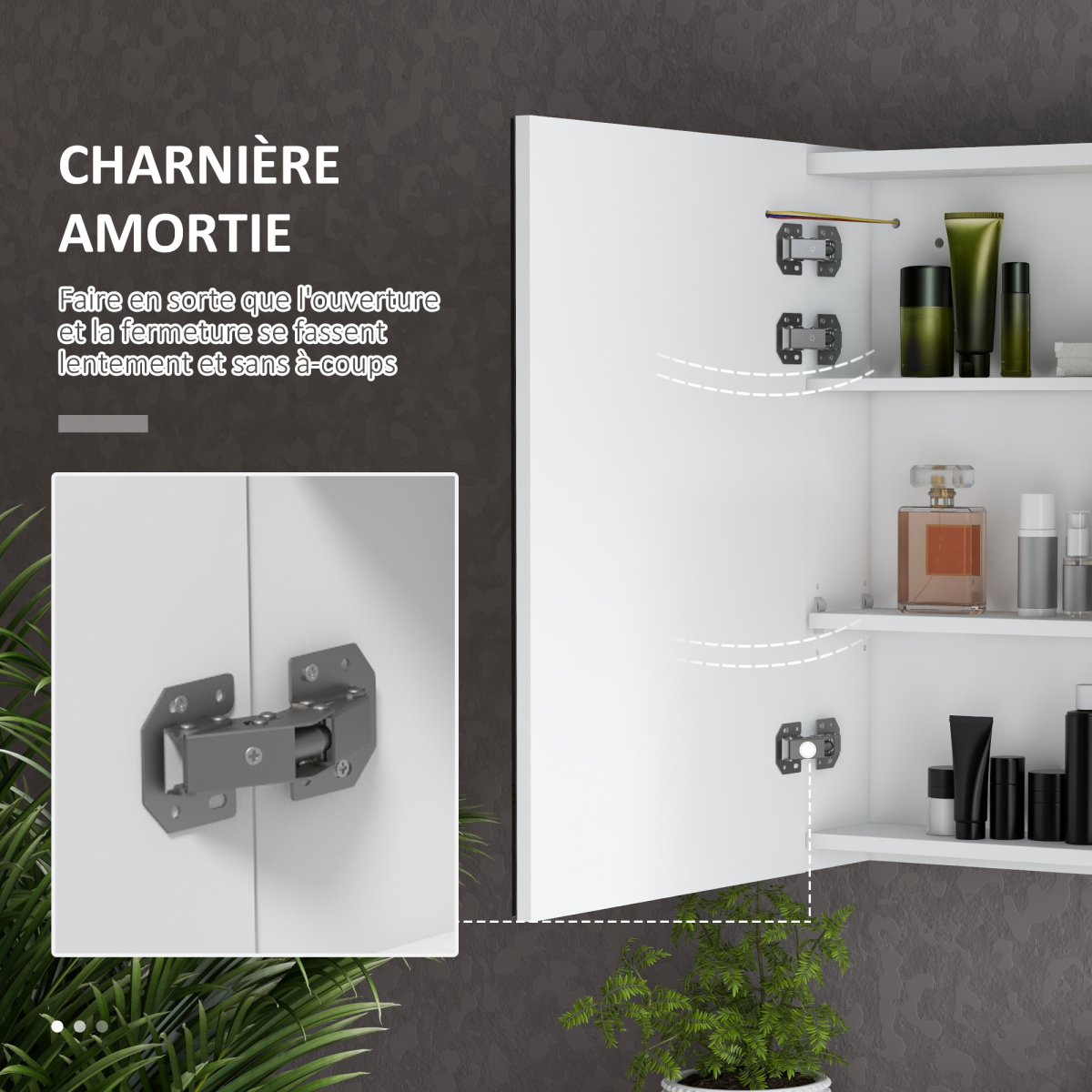 kleankin Wall Mounted Bathroom Mirror Cabinet with LED Light & USB Port – Adjustable Shelves
