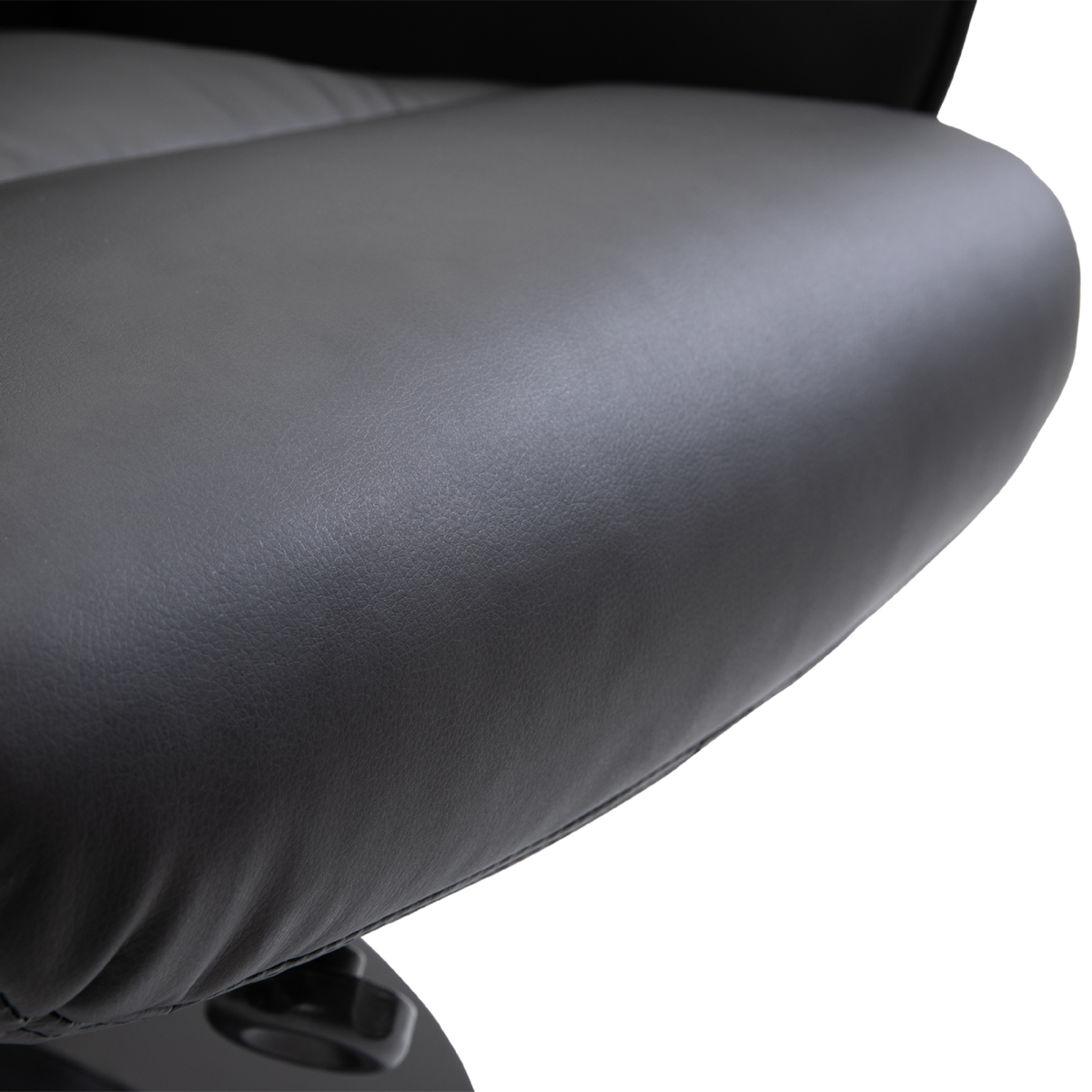 Reclining 360° Swivel Armchair & Ottoman Set in Black PU Leather – Relaxation Chair with Footstool