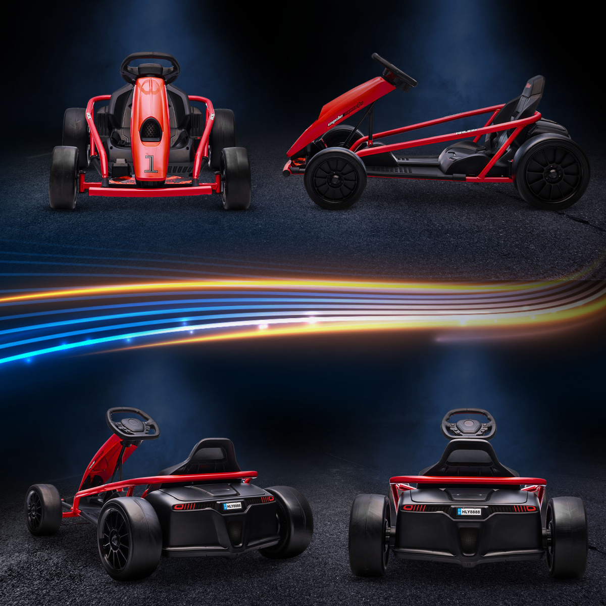 HOMCOM 24V Electric Go Kart for Kids with Music, Horn & Slow Start – Drifting Ride-On, Red