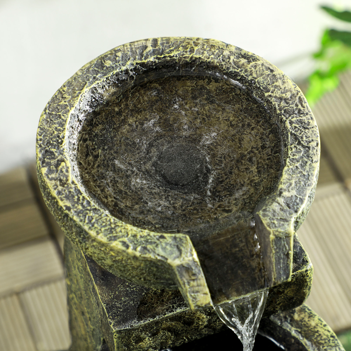 Outsunny 4-Tier Stone-Look Garden Water Fountain with Pump & Adjustable Flow – Cascading Resin Water Feature