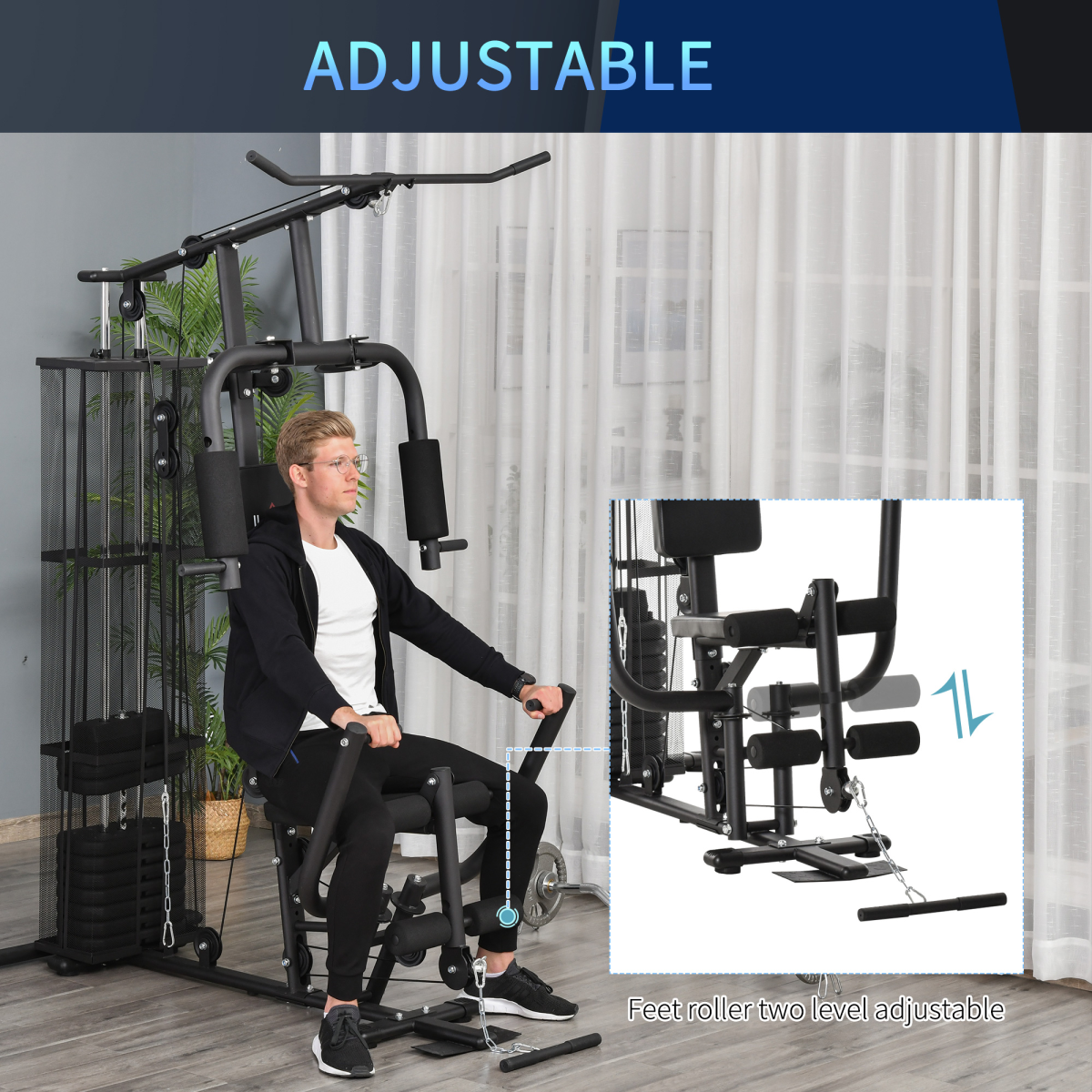 HOMCOM Multifunction Home Gym with Dual Press Arm & Leg Developer – Full-Body Strength Training Station