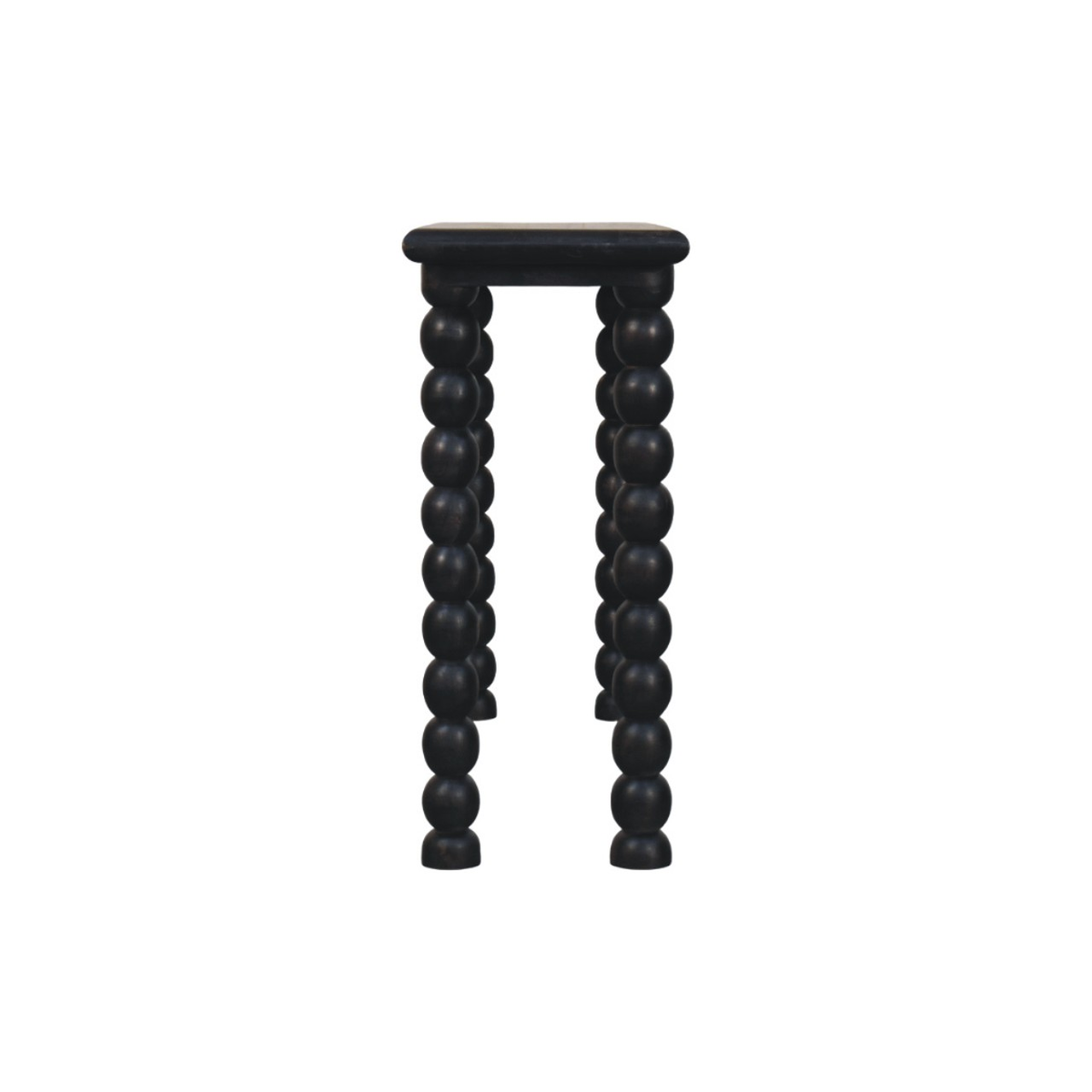 Artisan Furniture Solid Mango Wood Spindle Linear Console with Turned Legs – Hallway Console Table, Black