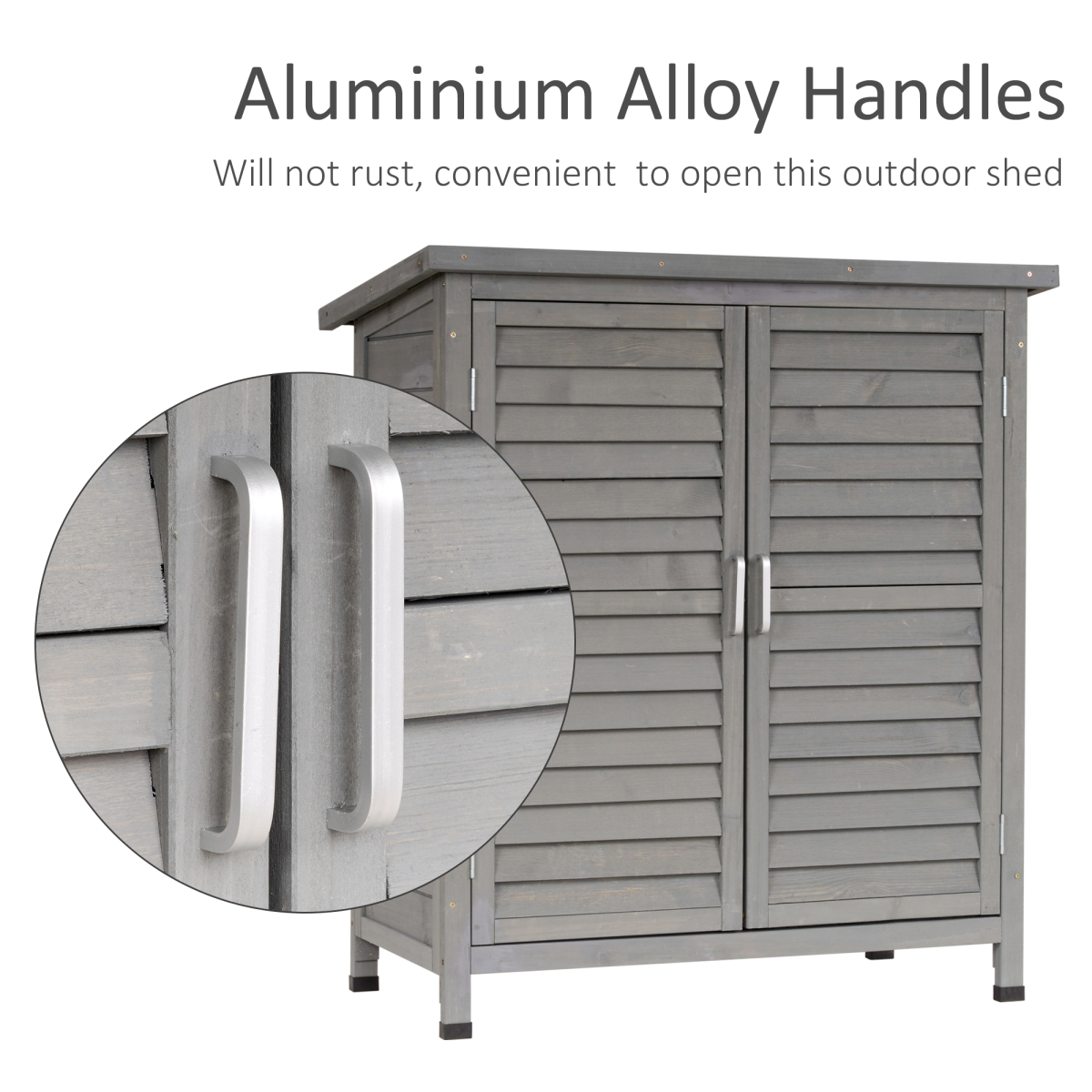 Outsunny Solid Fir Wood 2-Door Garden Storage Unit, 87 x 46.5 x 96.5cm – Outdoor Tool Cabinet, Grey