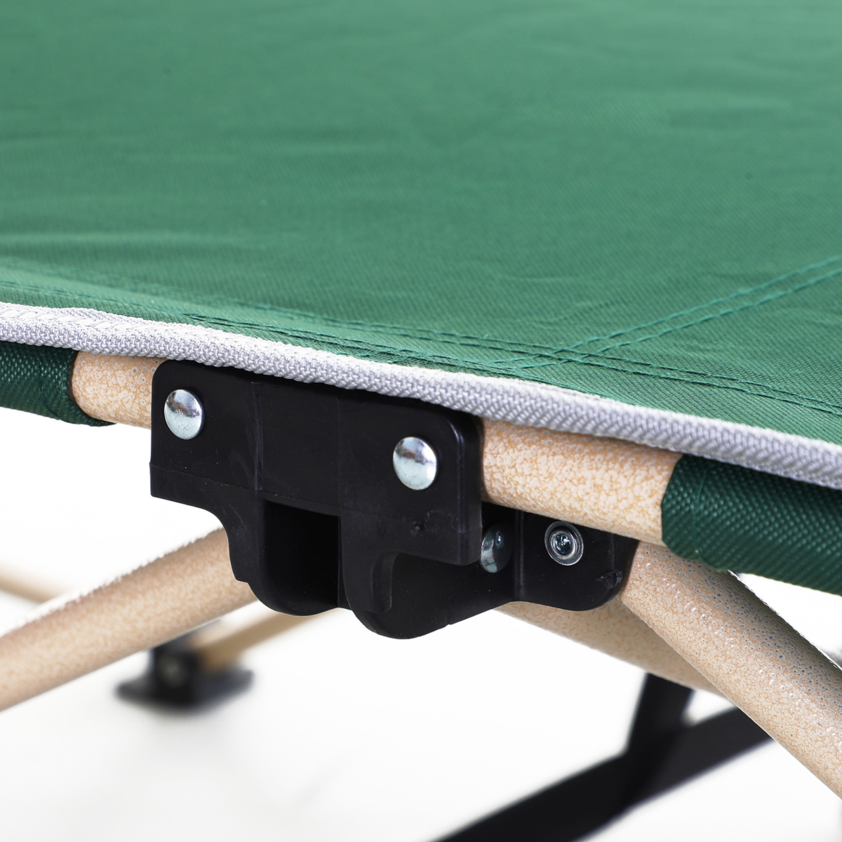 Outsunny Single Folding Camping Cot with Steel Frame, Side Pocket & Carry Bag – Portable Camp Bed, Green