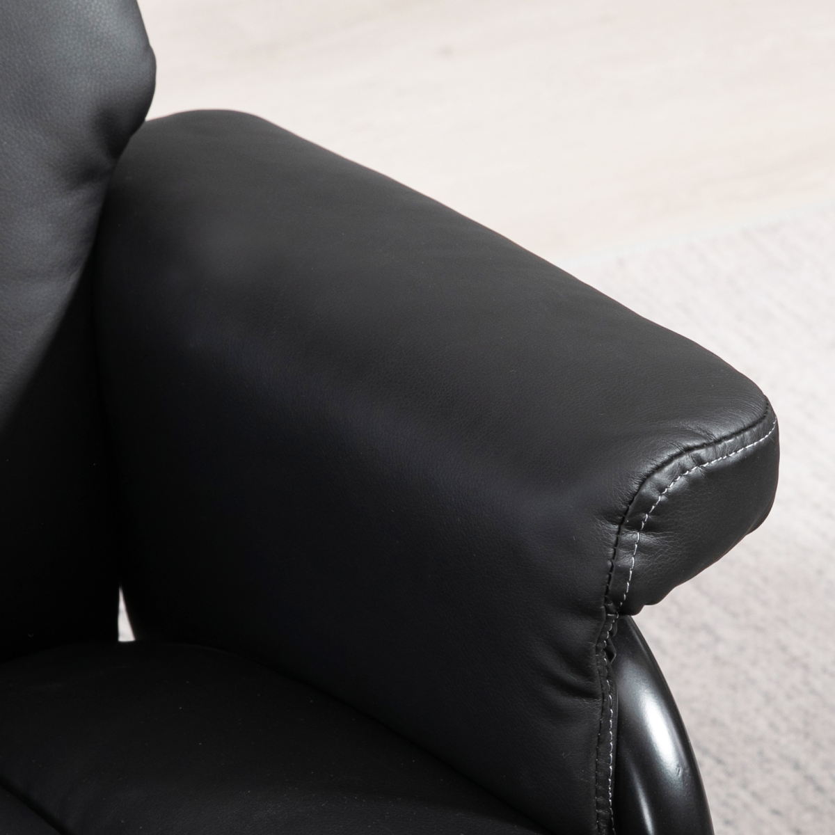HOMCOM PU Leather Swivel Recliner Armchair with Ottoman – 135° Manual Reclining Chair with Footstool, Black