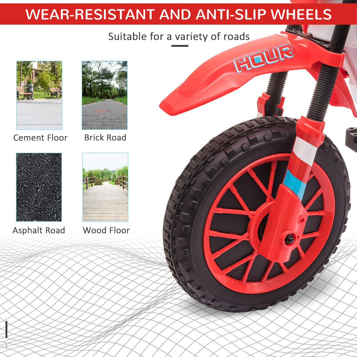 HOMCOM Kids Electric Motorbike Ride-On with Training Wheels, 3-8km/h – Battery-Powered Toy for Ages 3-5, Red