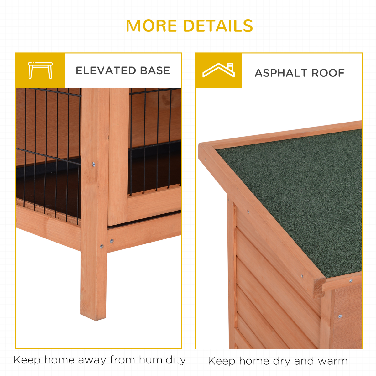 Pawhut Two-Tier Rabbit Hutch with Removable Trays and Divider – Outdoor Guinea Pig Cage, Orange