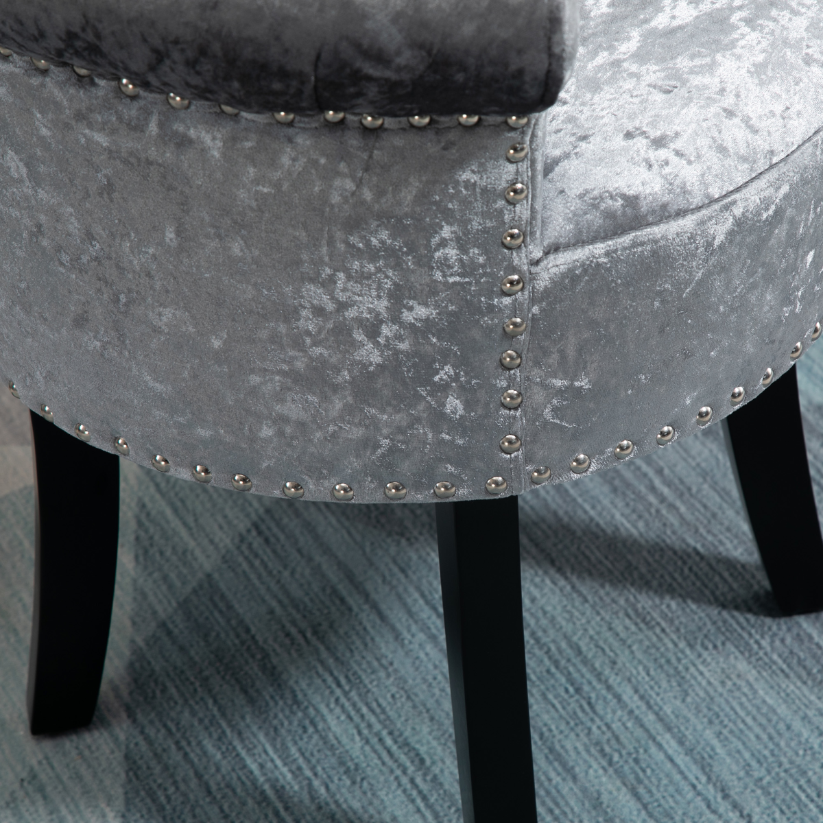 Dressing Table Stool with Padded Seat & Solid Rubberwood Legs – Compact Vanity Seat, Grey