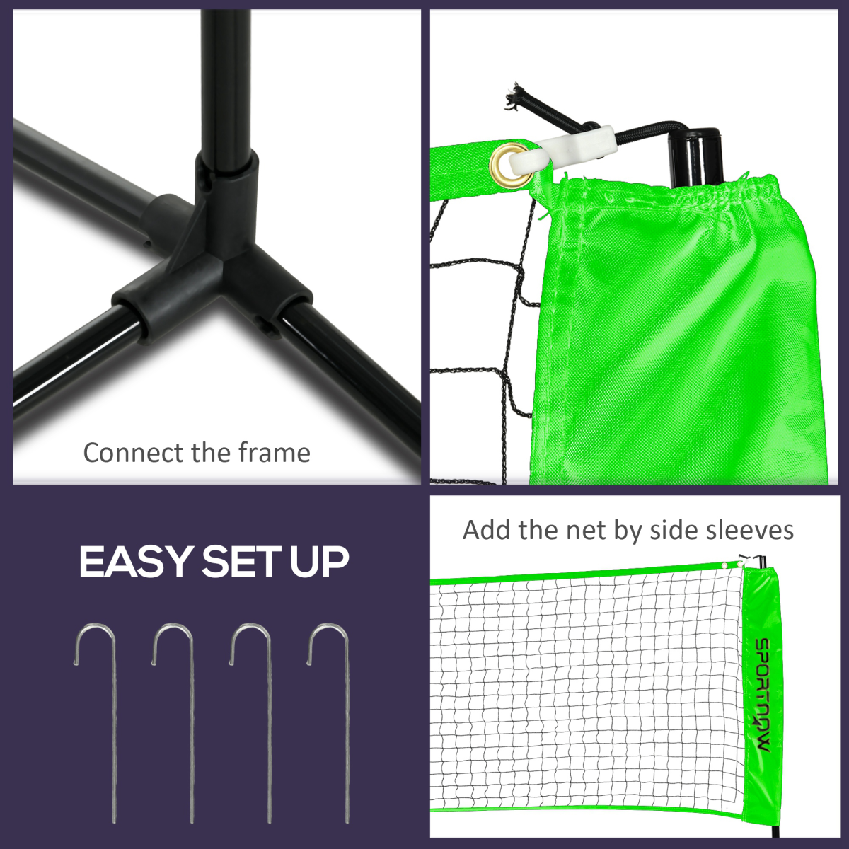 SPORTNOW Badminton Net Set with Height Adjustable Net, Rackets & Balls – Pickleball & Volleyball Garden Game