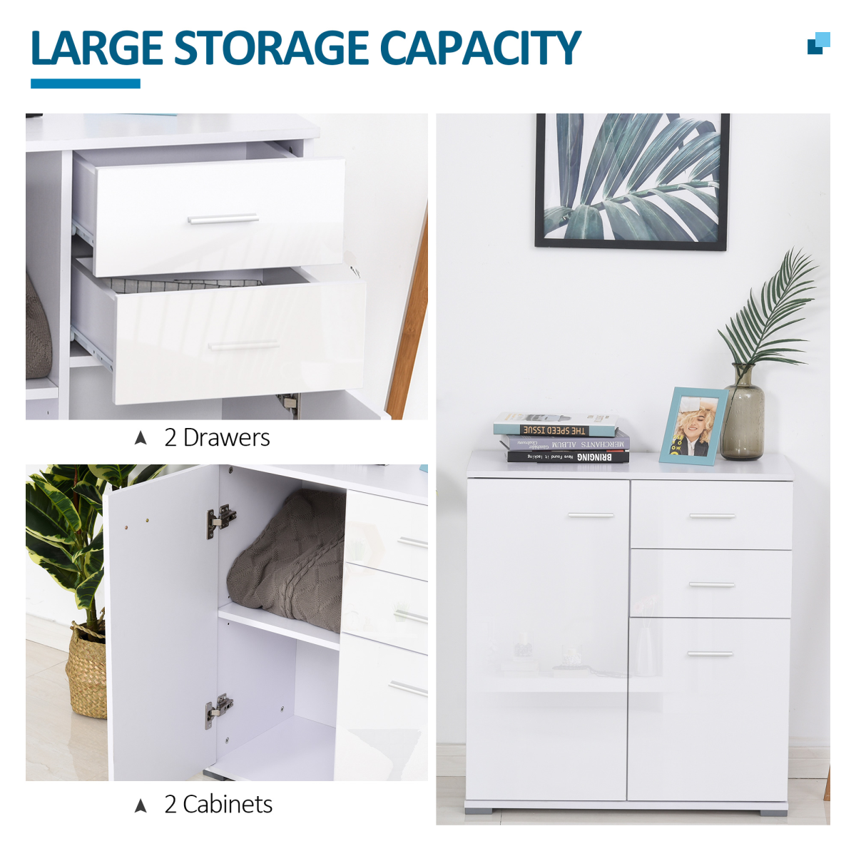 High Gloss 2-Tier Tipping Shoe Cabinet with Slim Profile – Hidden Hallway Shoe Storage, White